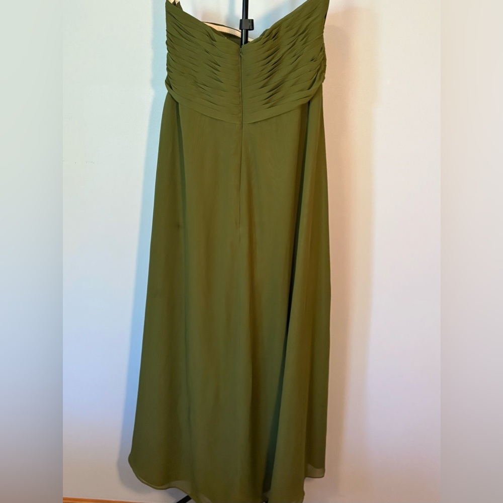 Azazie Olive Green Strapless Bridesmaid Dress - Picture 5 of 5